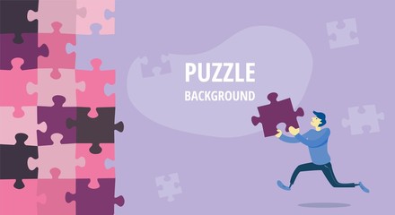 Businessman with a puzzle in hands. Vector illustration. Background. Eps 10.