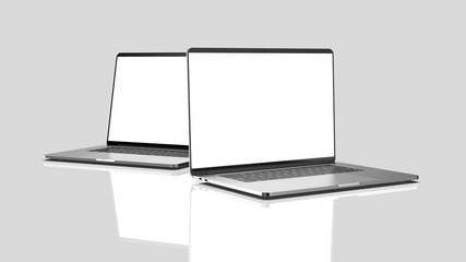 Set of laptops, templates on a white background. Template, mockup, design.	 - obrazy, fototapety, plakaty