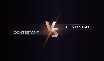 Versus screen. Vs battle headline, conflict duel between Red and Blue teams. Confrontation fight competition.