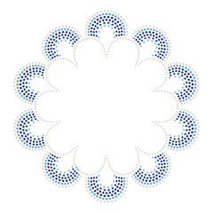 Round border frame, circle geometric pattern, dotted vintage print, colorful vector illustration.