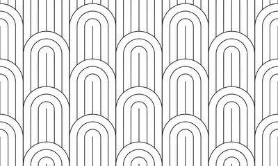 Fotobehang Zwart wit Naadloze geometrische patroon, zwart-witprinter geo stof print, naadloze overlay textuur, vectorillustratie.
