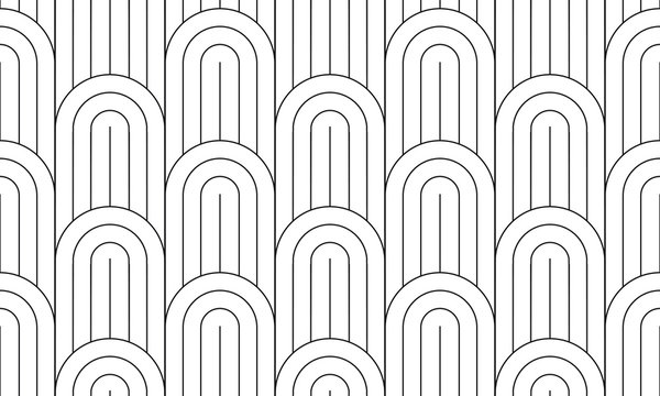 Geometric seamless pattern, black and white geo fabric print, seamless overlay texture, vector illustration.