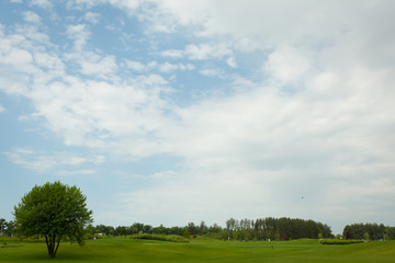 lush fairway in the foreground contrast in the distance at a gol © sarymsakov.com