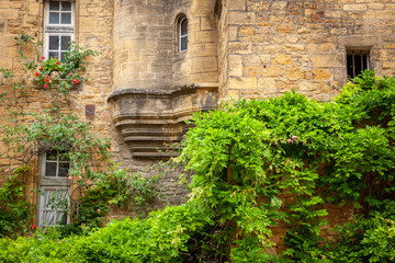 Detail of an old stone building Sarlat Dordogne France