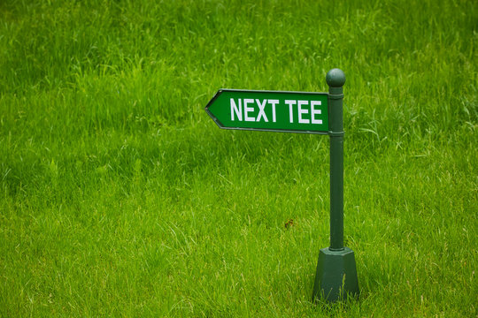 Next tee sign on the golf course