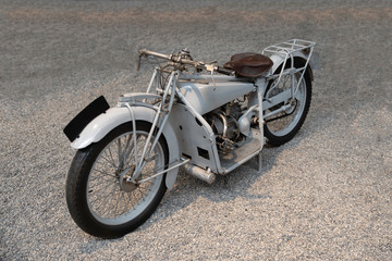 Old vintage grey motorcycle