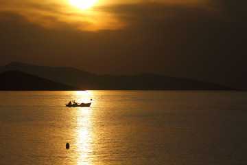 Seaside town of Bodrum and spectacular sunsets. Mugla, Turkey