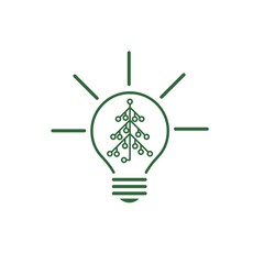 Xmas tree in the lamp. The idea for Christmas. Vector linear icon on a white background.