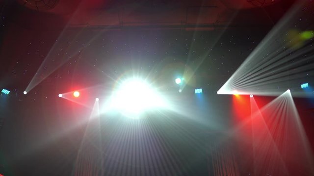 Free stage with lights. Stage lighting background. Concert light.