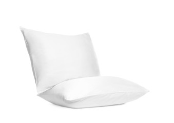 Fototapeta na wymiar Blank soft new pillows isolated on white