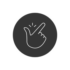 Thin line snap finger like easy logo. concept of female or male make flicking fingers and popular gesturing. linear abstract trend simple white okey gray.