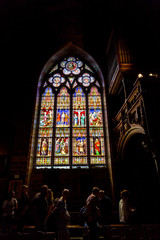 Window with mosaic in old church, Europe