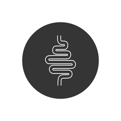 Intestinal tract line white icon on gray. Vector in flat style