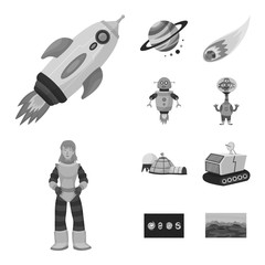 Isolated object of universe and travels sign. Set of universe and cosmic vector icon for stock.