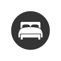 Double bed vector white icon on gray in flat style