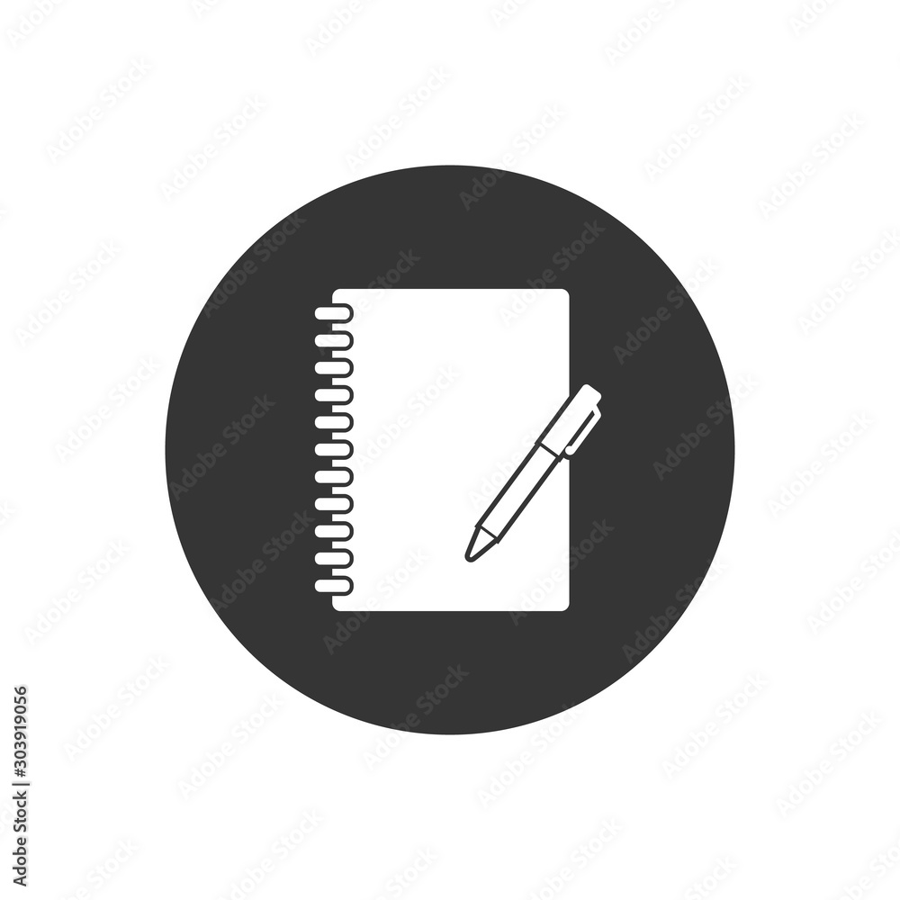 Poster notebook vector white icon on gray in flat style