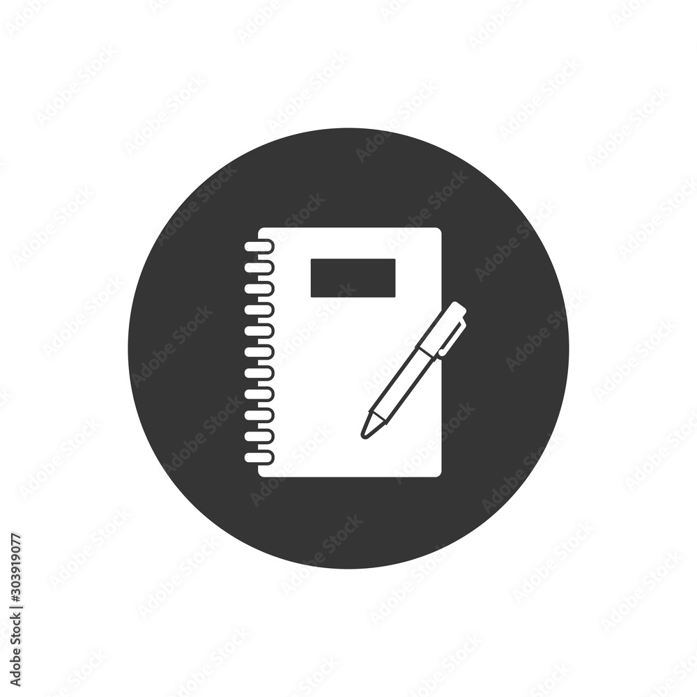 Poster notebook vector white icon on gray in flat style