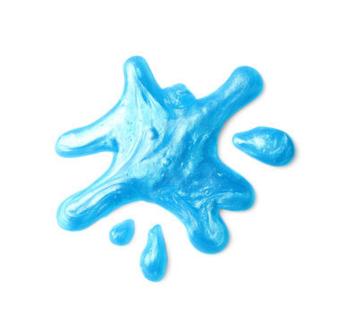 Blue Slime Goo Isolated On White Stock Photo 673186453