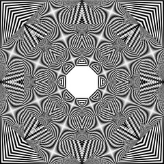 Abstract black and white striped background. Geometric pattern with visual distortion effect. Optical illusion. Op art.