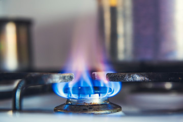 blue burning gas