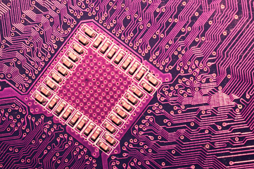 Electronic circuit board abstract background. computer motherboard close up. micro elements of...