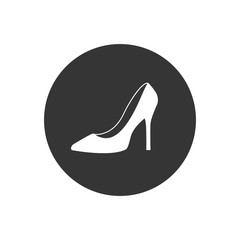 Monochrome vector illustration of a women's shoe white icon, isolated on a gray background in flat style design