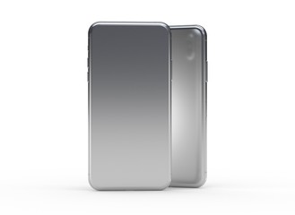 New smartphone with blank screen isolated Flat 3d