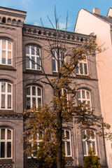 facade of an old building in Katowice city center 