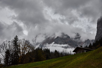 Autumn in the village of Grindelwald in the Bernese Oberland region. Switzerland