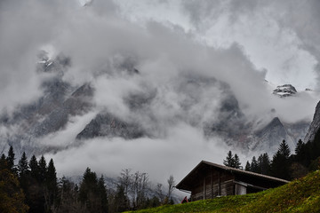 Autumn in the village of Grindelwald in the Bernese Oberland region. Switzerland