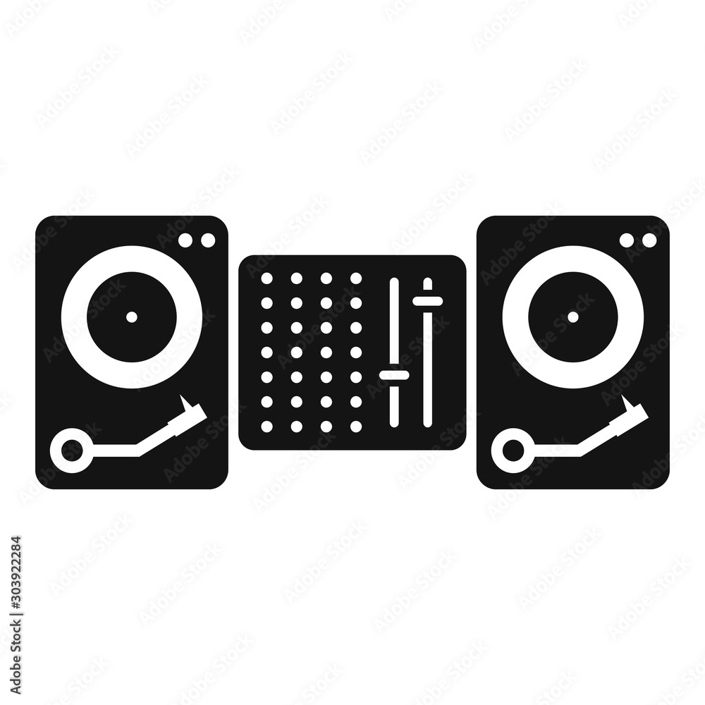Poster dj console icon. simple illustration of dj console vector icon for web design isolated on white back