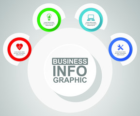Business diagram, circular infographic template, web presentation in 4 options, vector illustration