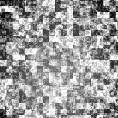 Bright pattern of cubes background in monochrome toned. Print. Texture of chaotic gray black and light squares.