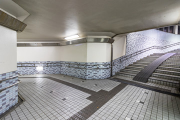 Interior of an underground pedestrian walkway, located on the Prefectural road 60 in.Kanazawa, Ishikawa, Japan.