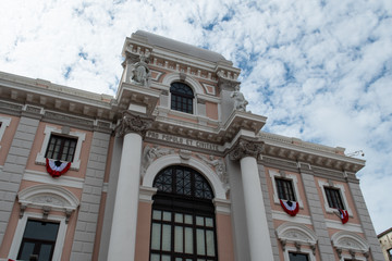 Fototapeta na wymiar Palacio Municipal de Panamá (Spanish Municipal Palace of Panama) in Panama City. Historic building at Plaza de la Independencia (Spanish Independence Square).
