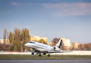 Business jet takeoff