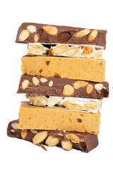 assorted nougat isolated on white