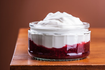 raspberry compote and plain greek yogurt