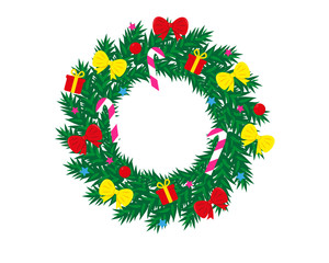 Bright Christmas wreath on white background.