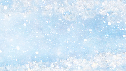 Christmas and New Year background with a blue snowy background, template for overlay in Photoshop,...