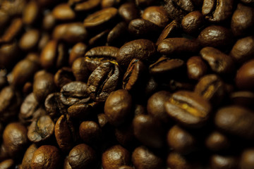 roasted coffee beans close-up macro, coffee background, coffee mood, high resolution