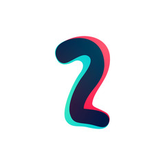 Fototapeta premium Overlapping gradient number two logotype.