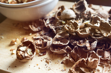 the shell of walnuts, clean of nuts