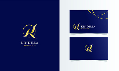 K luxury logotype vector with business card template design