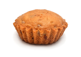 One homemade muffin isolated on white background