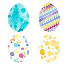 Watercolor set of Easter eggs