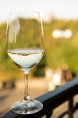 glass of white wine in an isolated background.