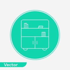 Book shelf vector icon sign symbol