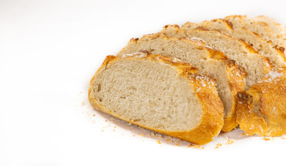 Fresh Homemade bread food from natural flour, good for everyone's breakfast on a white background..