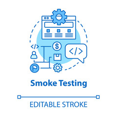 Smoke testing turquoise concept icon. Software development stage idea thin line illustration. Build verification testing. App programming. IT project. Vector isolated outline drawing. Editable stroke